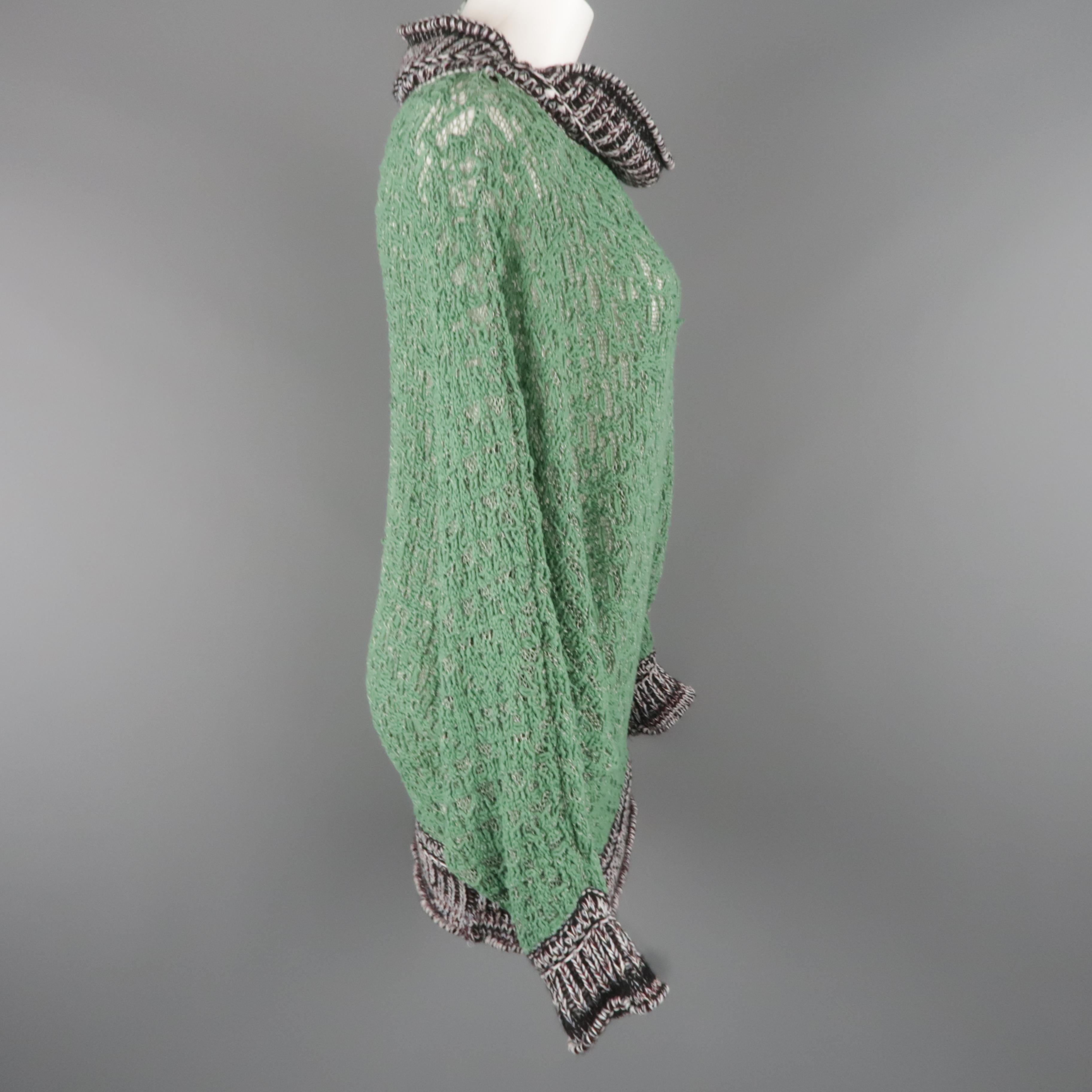Women's AF VANDERVORST Size S Green & Gray Cotton Blend Batwing Sweater