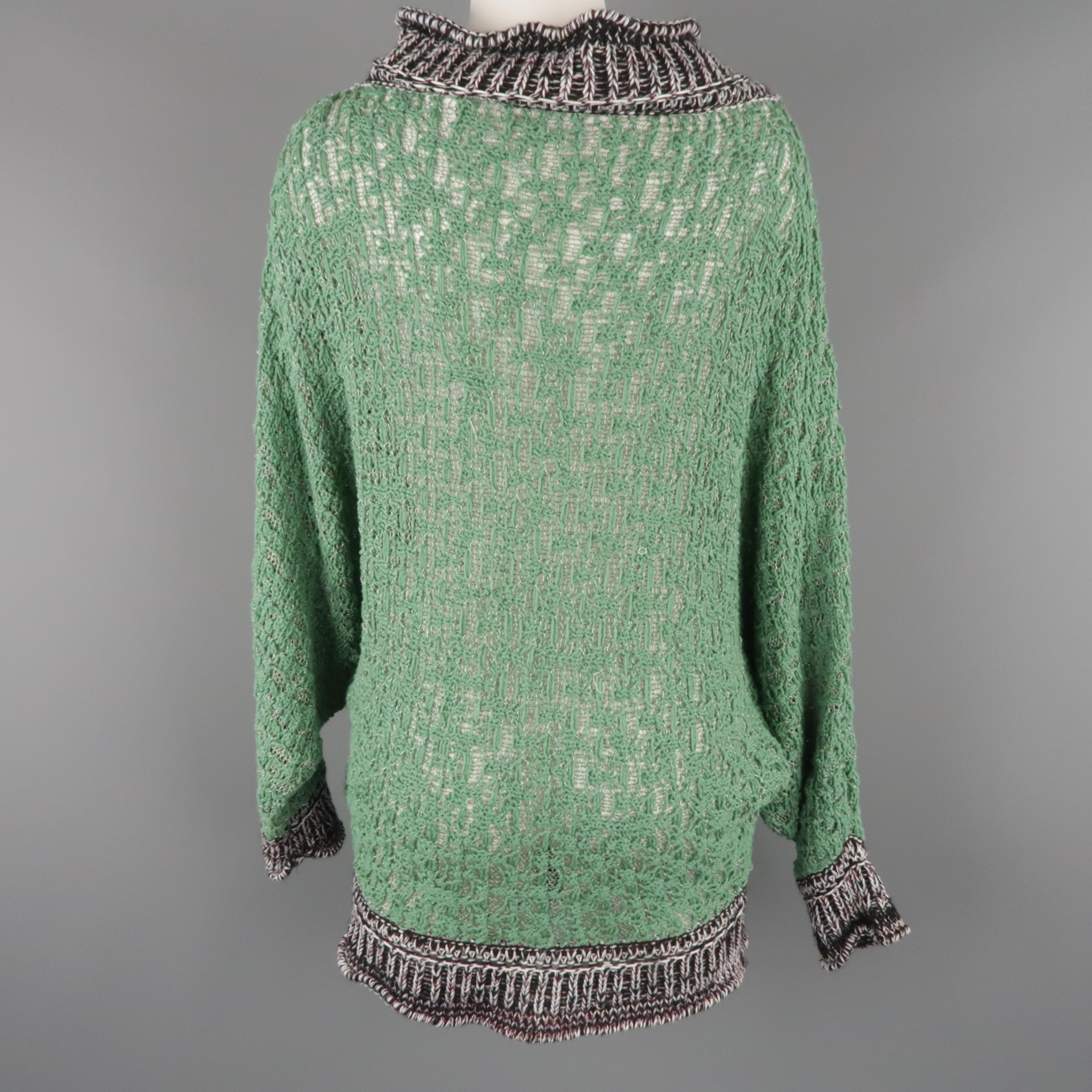 AF VANDERVORST Size S Green & Gray Cotton Blend Batwing Sweater 1