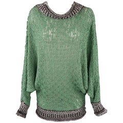 AF VANDERVORST Batwing-Pullover aus Baumwollmischung in Grün & Grau, Größe S