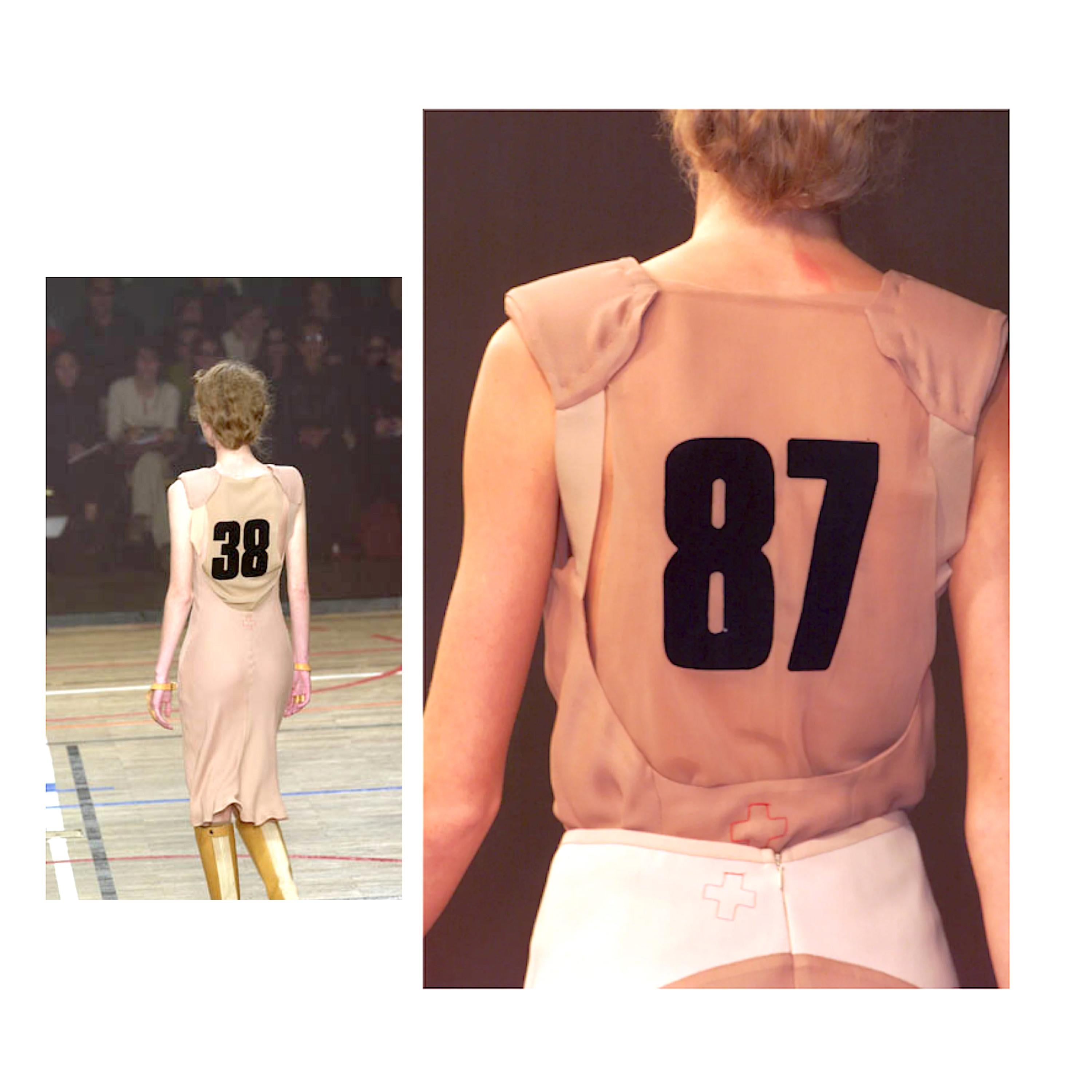 A.F. Vandevorst Frühjahr Sommer 2001 Laufsteg Schrägschnitt Nackt 100% Seide Langes Kleid (Beige) im Angebot