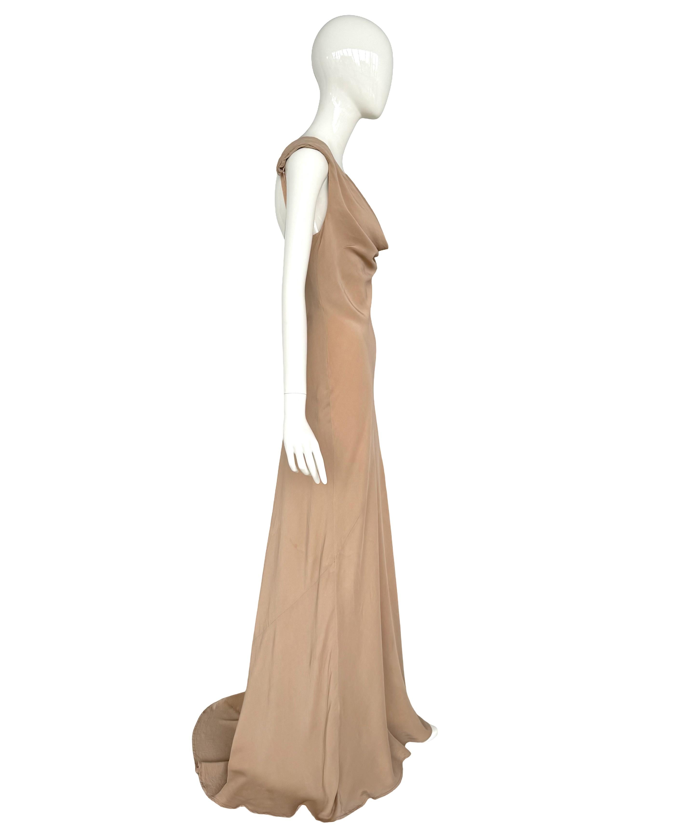 A.F. Vandevorst Frühjahr Sommer 2001 Laufsteg Schrägschnitt Nackt 100% Seide Langes Kleid im Angebot 1