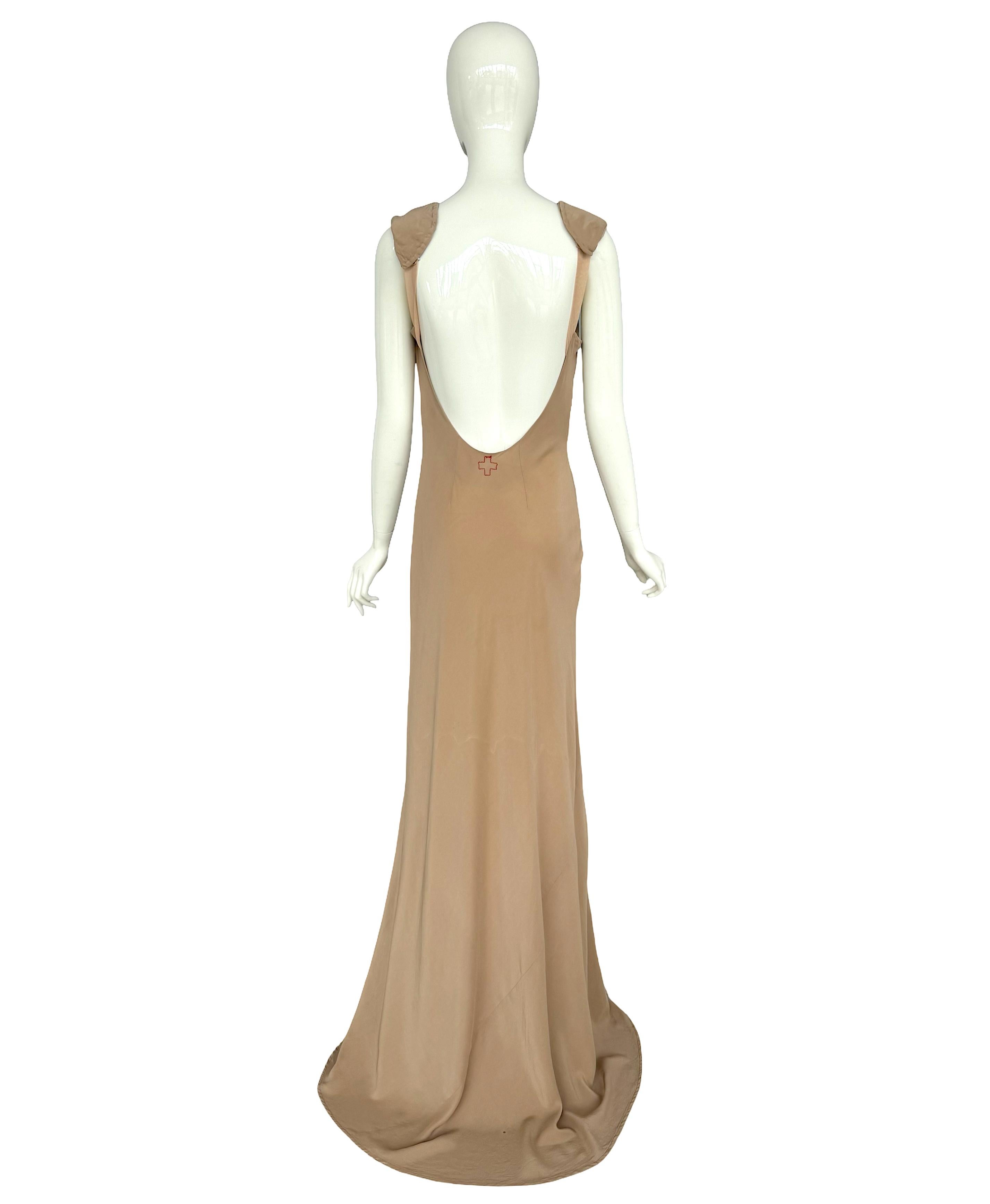 A.F. Vandevorst Frühjahr Sommer 2001 Laufsteg Schrägschnitt Nackt 100% Seide Langes Kleid im Angebot 4