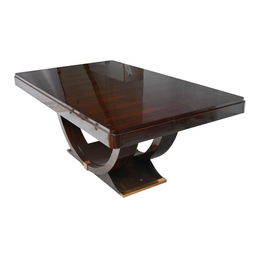 Gouffe French Art Deco Moderne Rosewood Macassar Ebony Dining Table Circa 1930 In Good Condition For Sale In Los Angeles, CA
