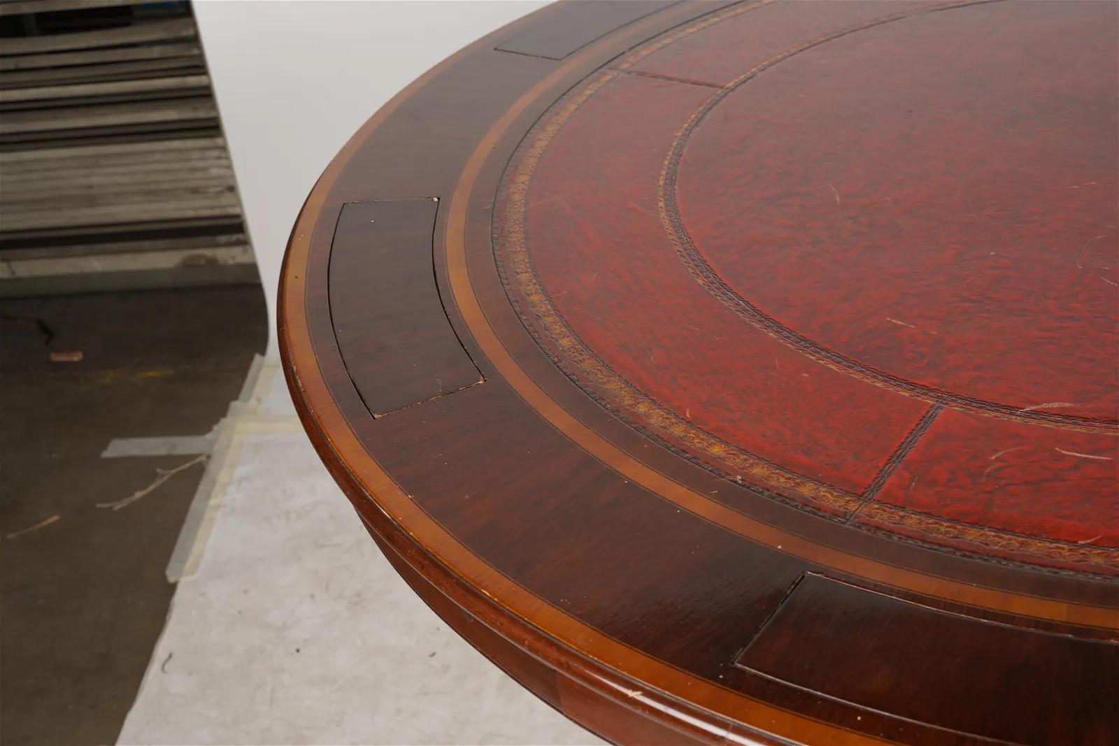 American English Regency Mahogany Leather Top Poker Table For Six Late 20th Century  For Sale