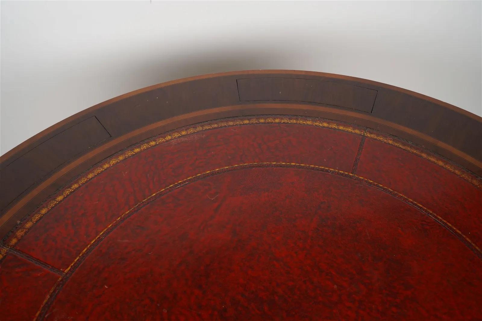 Hand-Carved English Regency Mahogany Leather Top Poker Table For Six Late 20th Century  For Sale