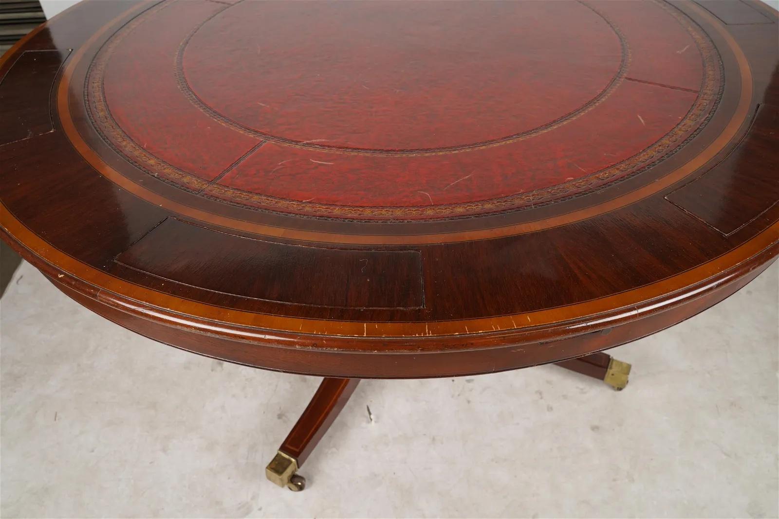 English Regency Mahogany Leather Top Poker Table For Six Late 20th Century  For Sale 1