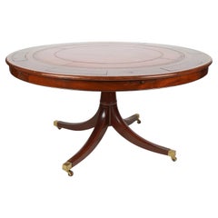 Table de poker de style English Regency en acajou avec plateau en cuir pour six, fin du 20e siècle 