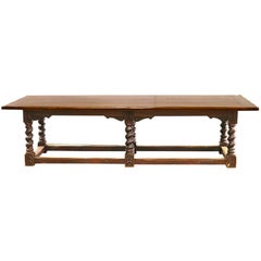 Vintage Early 20th C Spanish Colonial Mission Wide Plank Oak Refectory Table