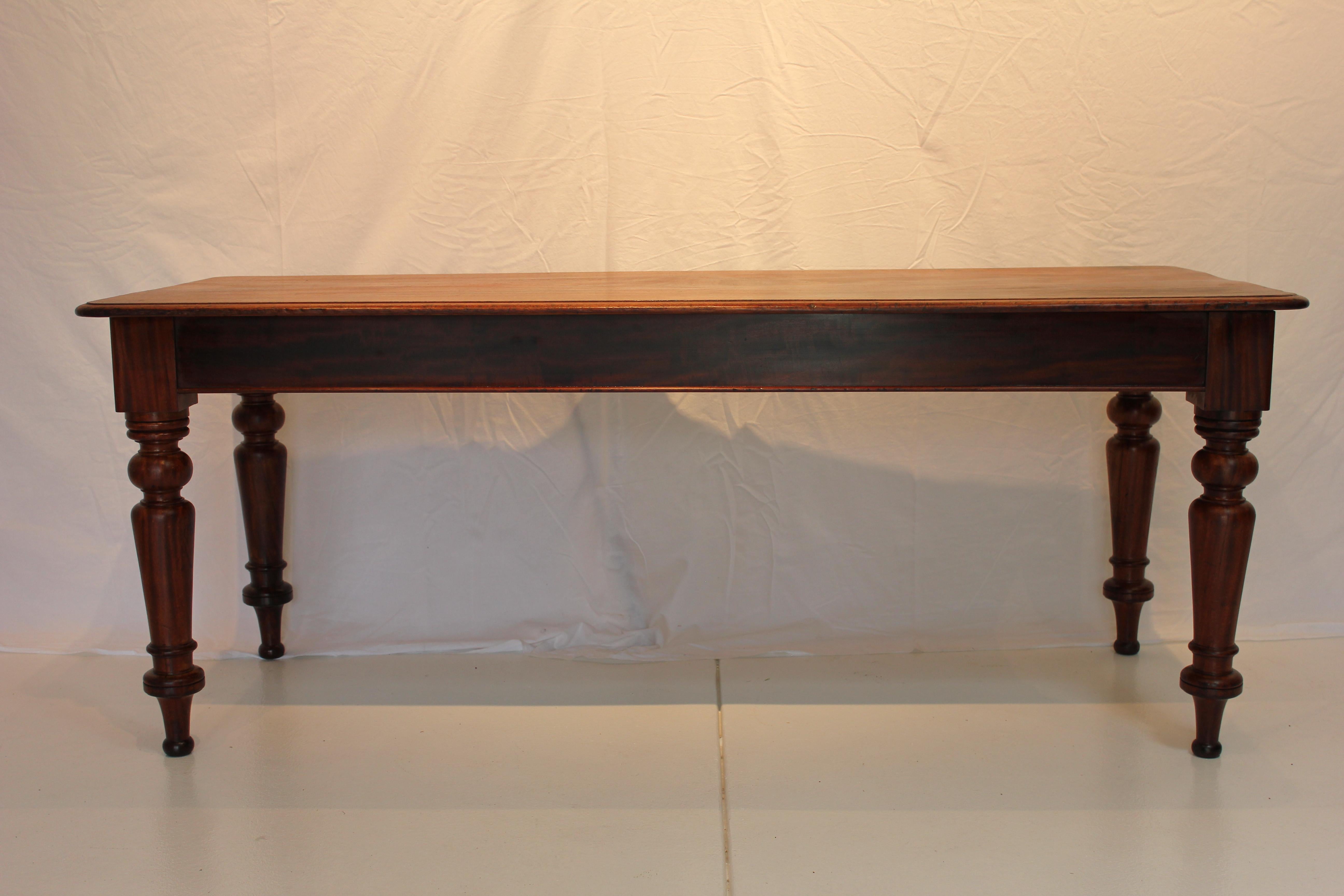 Massive Early 20th Century Large Spanish Colonial Revival Style  wide plank solid oak refectory table original to the historic Mission Inn, Riverside, CA - having a plank top and rising on barley twist legs conjoined by the box stretcher, 32