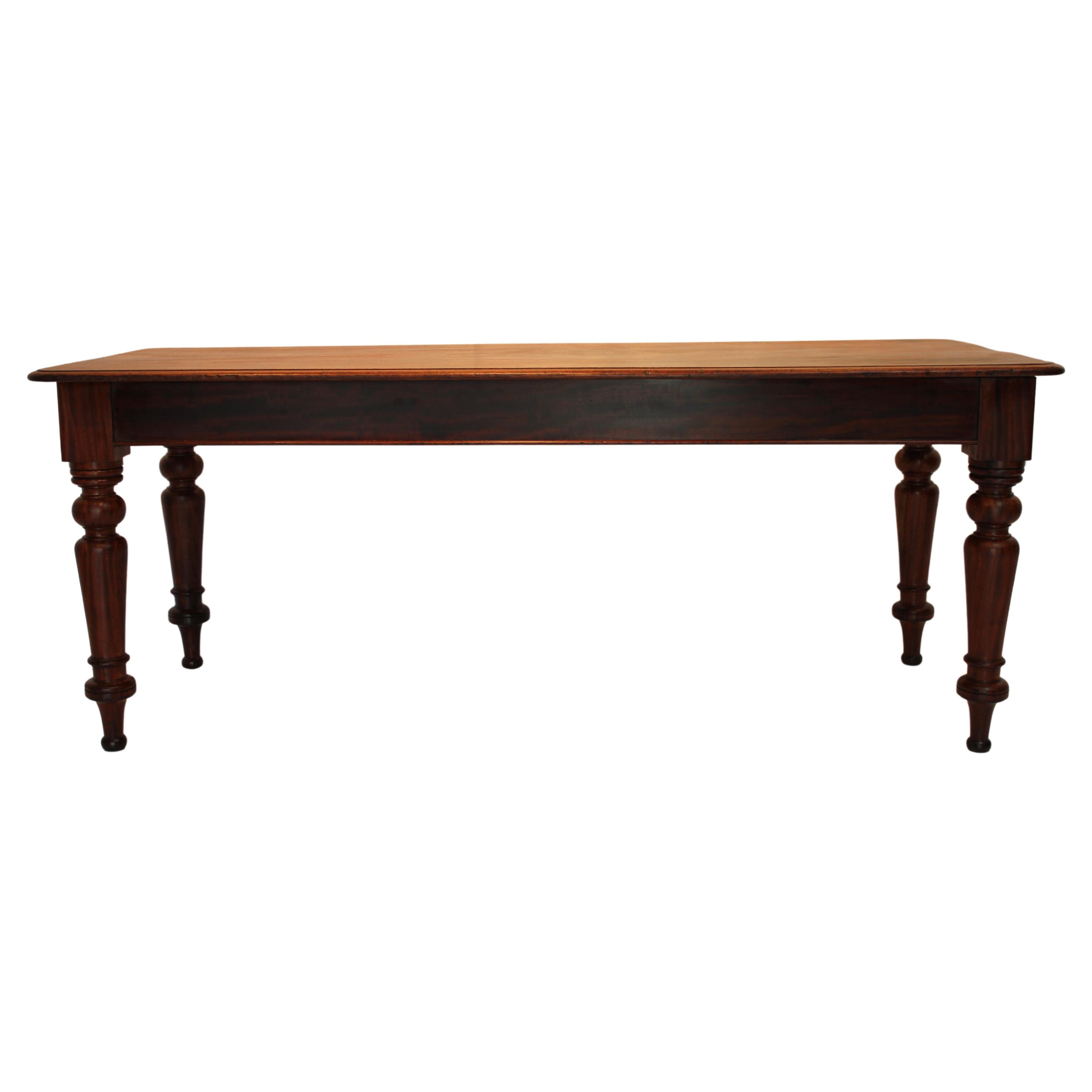 Antique American Mahogany Kitchen Dining Table 1 Plank Top Late 19th Century For Sale