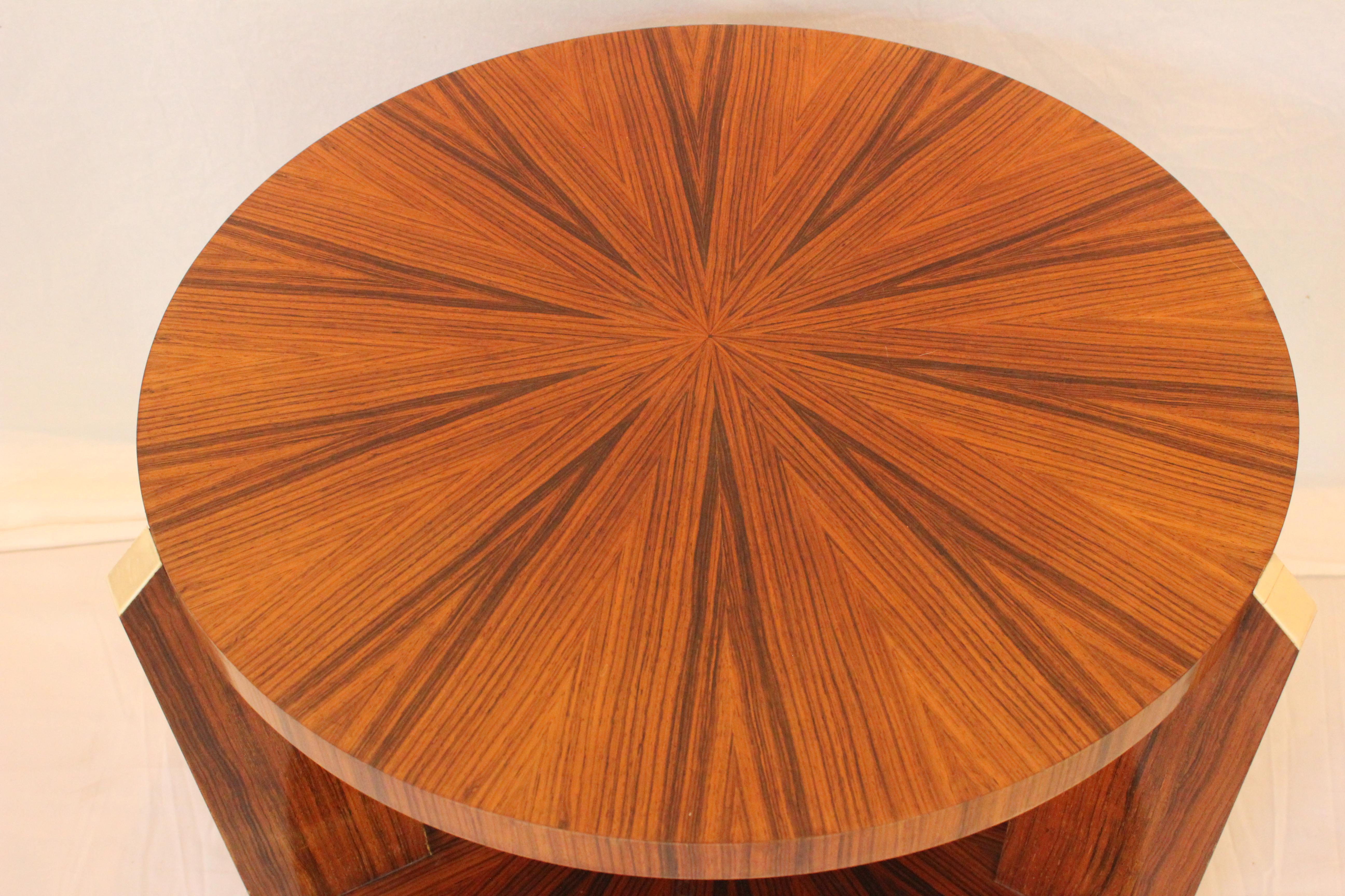 Hand-Crafted French Art Deco Walnut Starburst Marquetry Moderne Side Table Circa 1930  For Sale
