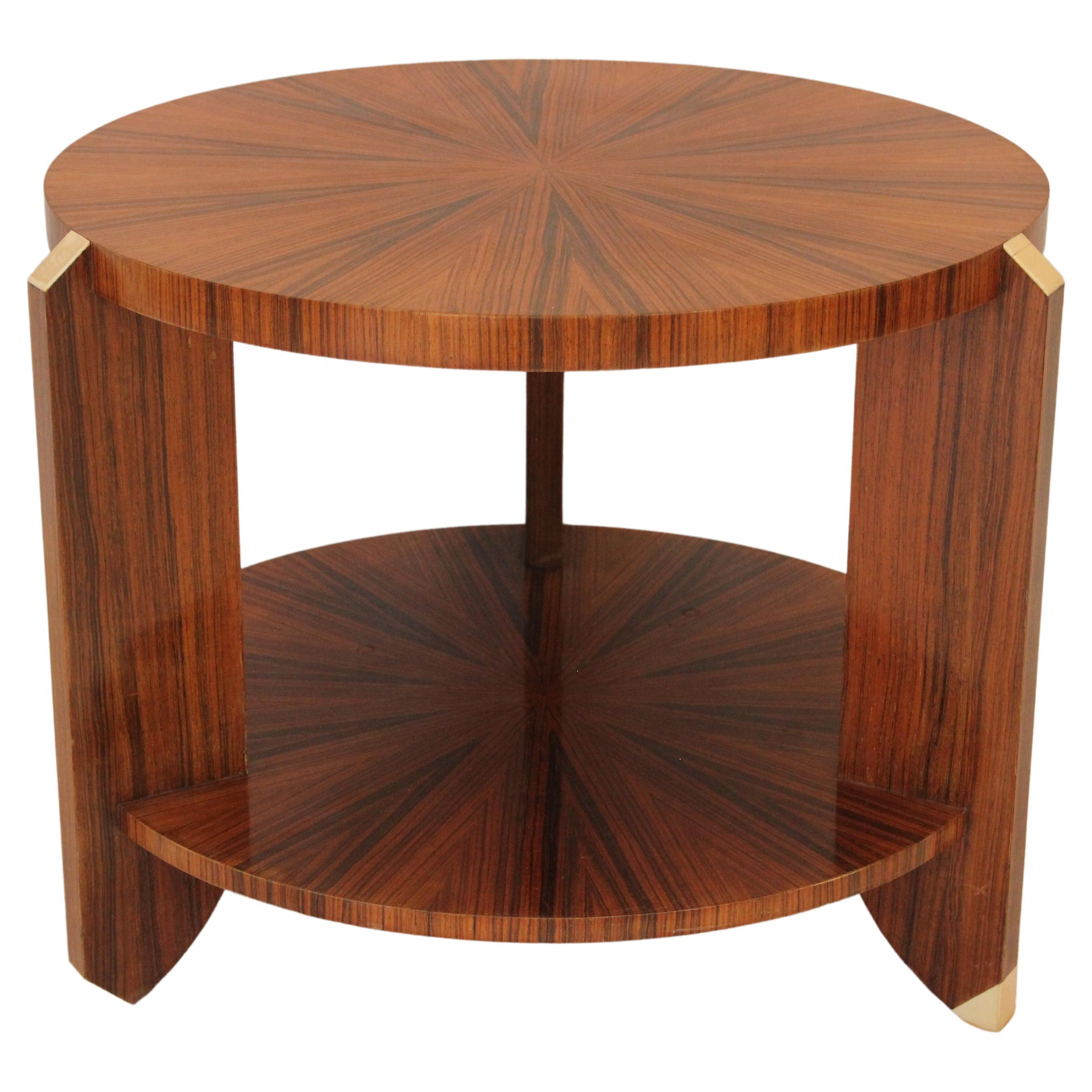French Art Deco Walnut Starburst Marquetry Moderne Side Table Circa 1930  For Sale