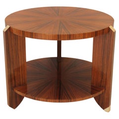 Vintage French Art Deco Walnut Starburst Marquetry Moderne Side Table Circa 1930 