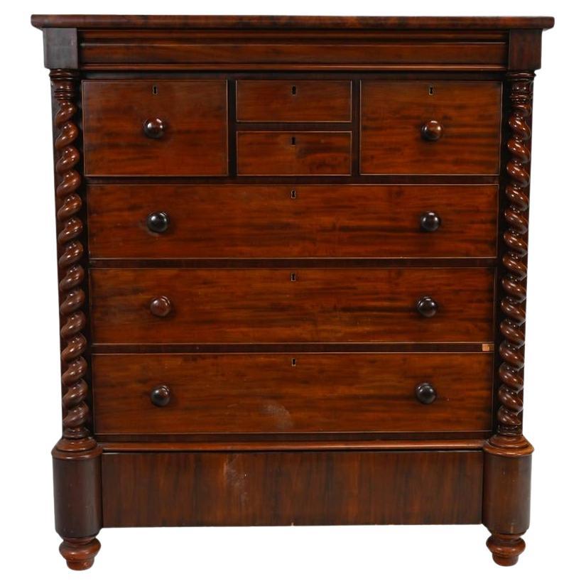 Antique New York Late Classical Flame Mahogany Gentleman's Chest Circa 1820 