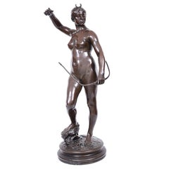 Große A.FALGUIERE frankreich Jugendstil große Bronze "Diana" um 1890.