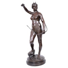 Große A.FALGUIERE frankreich Jugendstil große Bronze "Diana" um 1890.