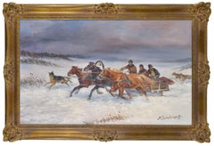 Winter Ride. Oil on canvas. 60x100 cm. Signed