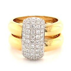 Afarin Collection 18k Highly Polished Two Tone 5 Row Pavé Diamond Double Ring