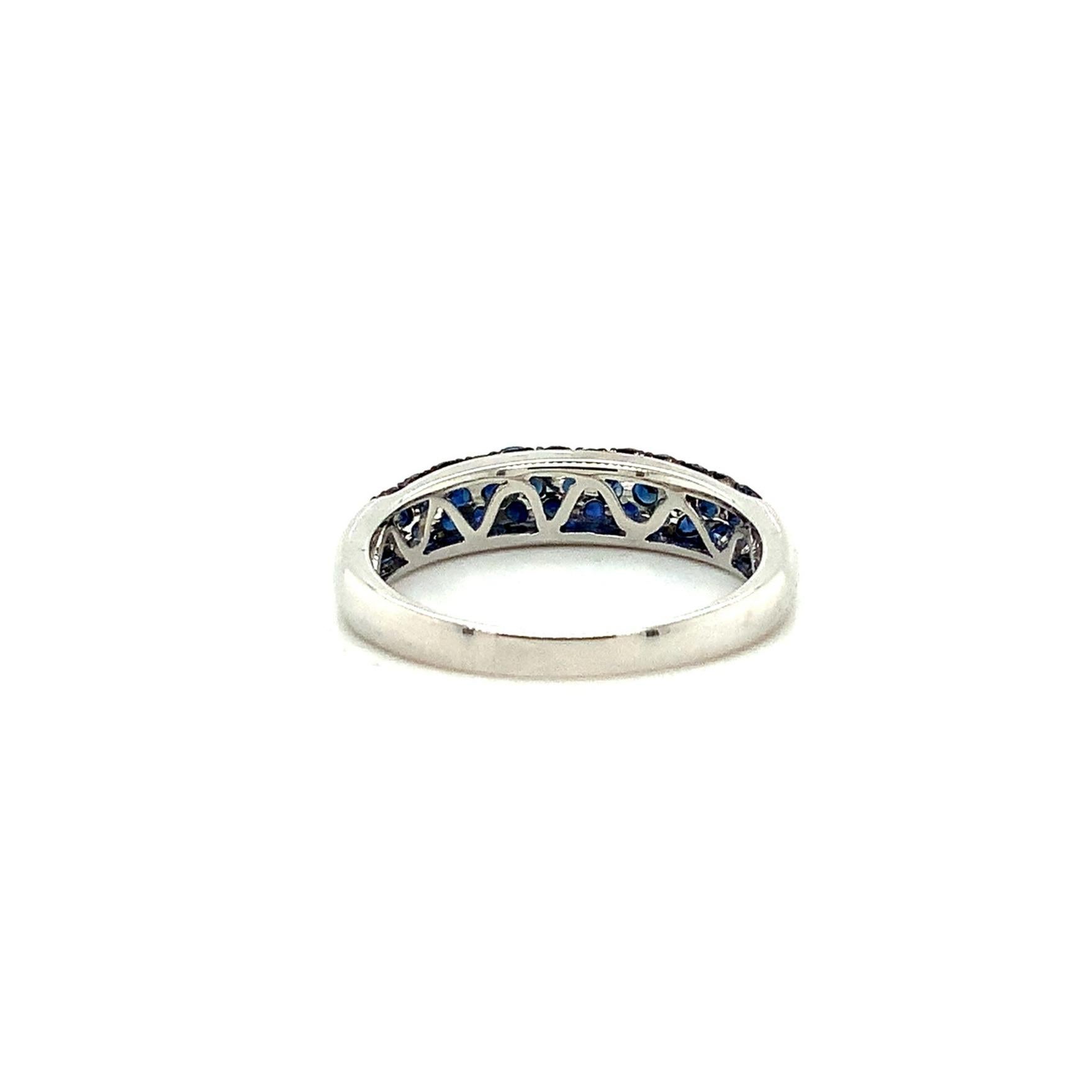 The Collective 3 Row of Pavé Blue Sapphire Band Set in 18k White Gold Finish Neuf - En vente à Los Gatos, CA