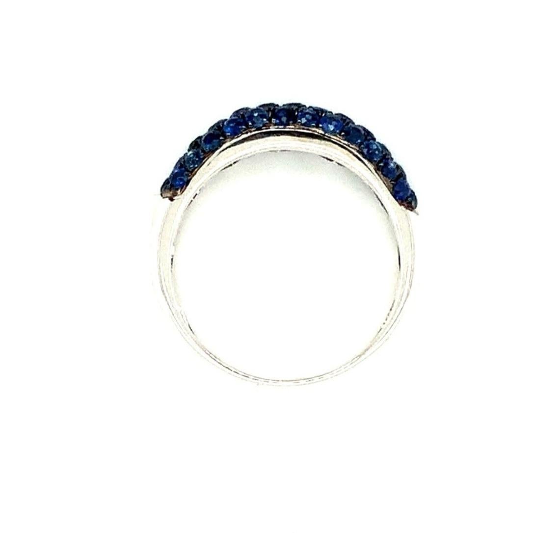 Afarin Collection 3 Reihen von Pavé blauer Saphir Band Set in 18k Weißgold Finish für Damen oder Herren