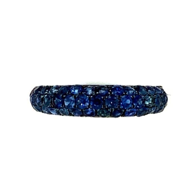 The Collective 3 Row of Pavé Blue Sapphire Band Set in 18k White Gold Finish en vente 1