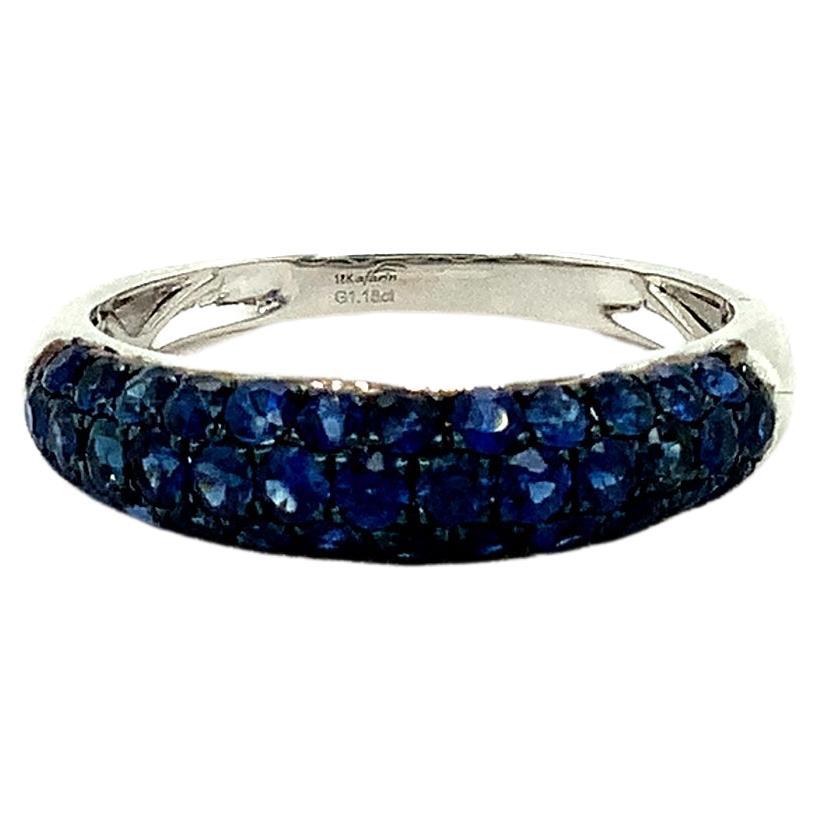 Afarin Collection 3 Rows of Pavé Blue Sapphire band set in 18K White Gold For Sale