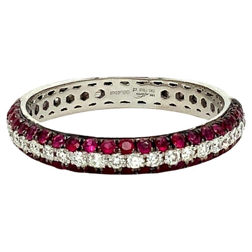 Afarin Collection 3 Rows Pavé Ruby and Diamond Band Set in 18k White Gold