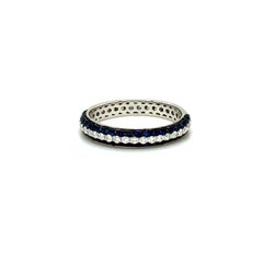 Afarin Collection 3 Rows Pavé Sapphire and Diamond Band Set in 18k White Gold