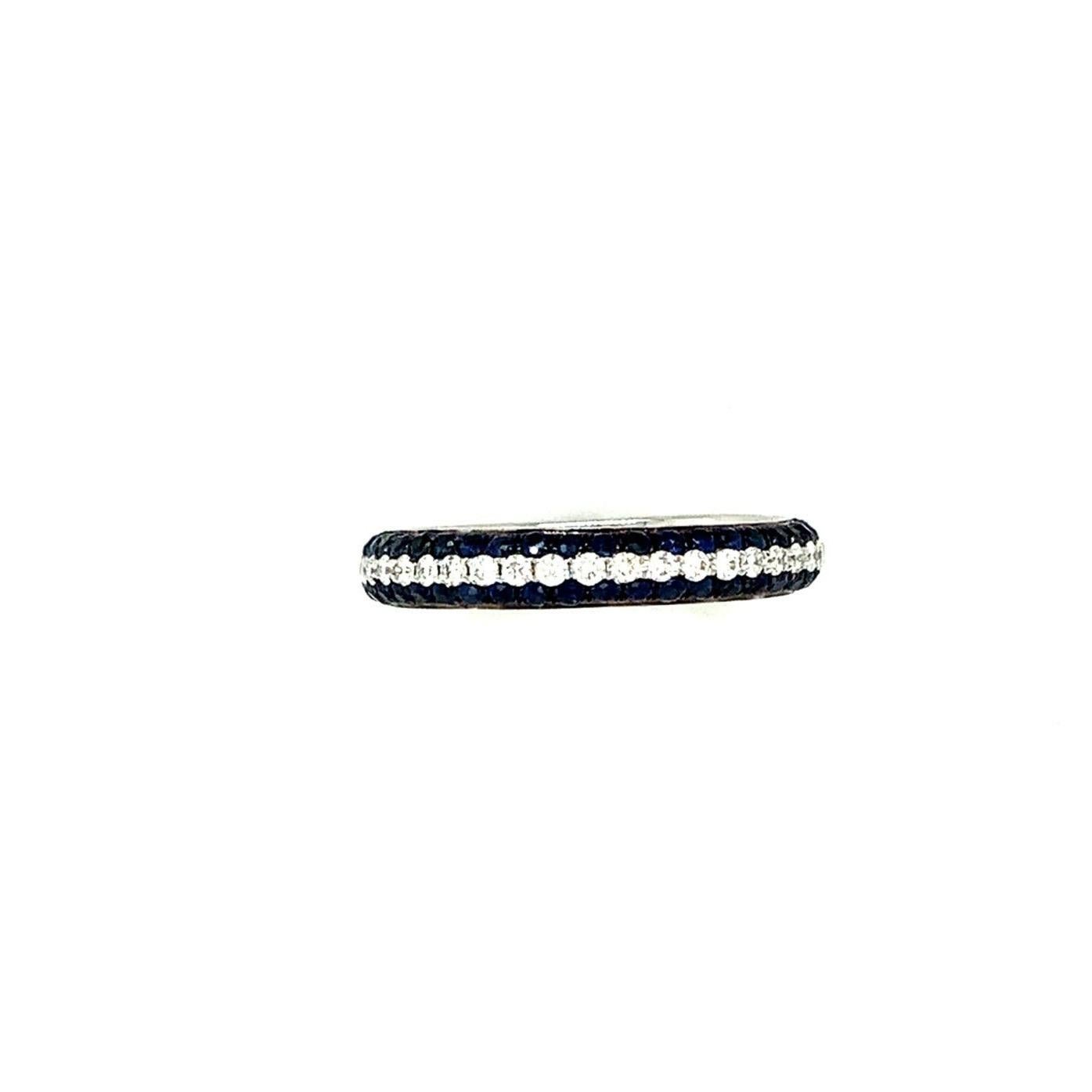 Fascia con zaffiri pavé e diamanti della collezione Afarin a 3 file in oro bianco 18 carati in vendita 1