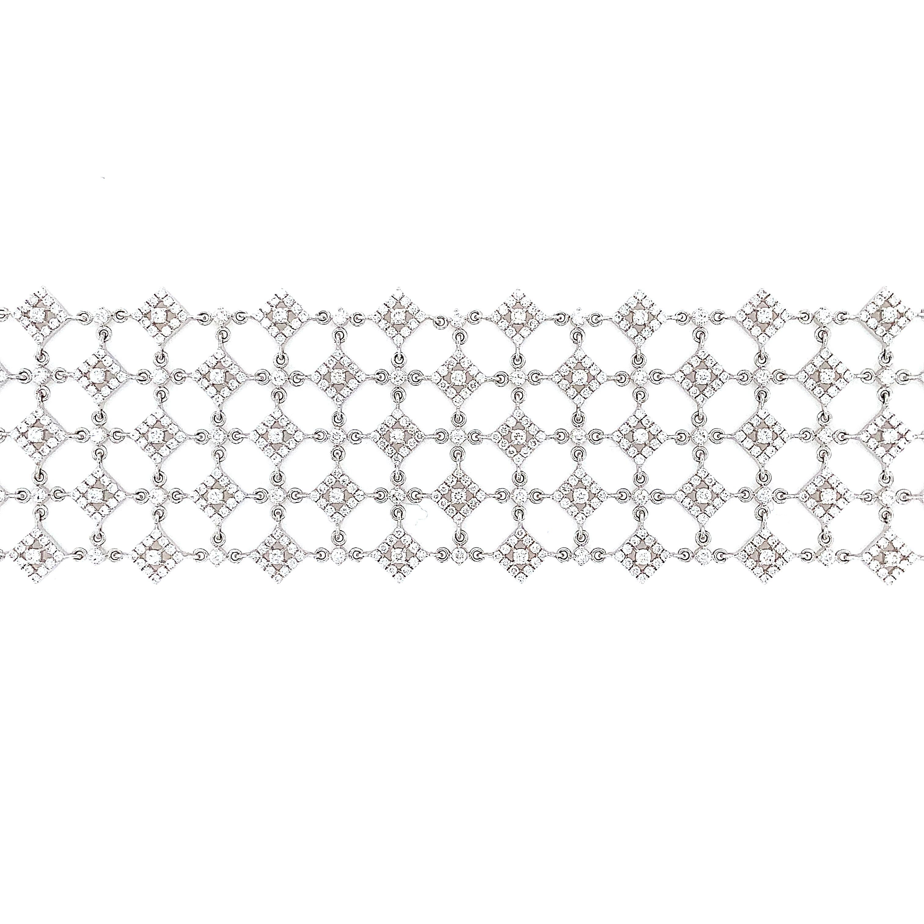 Afarin Collection 5 Row Fancy 7 carat Diamond Bracelet set in 18K White Gold In New Condition For Sale In Los Gatos, CA