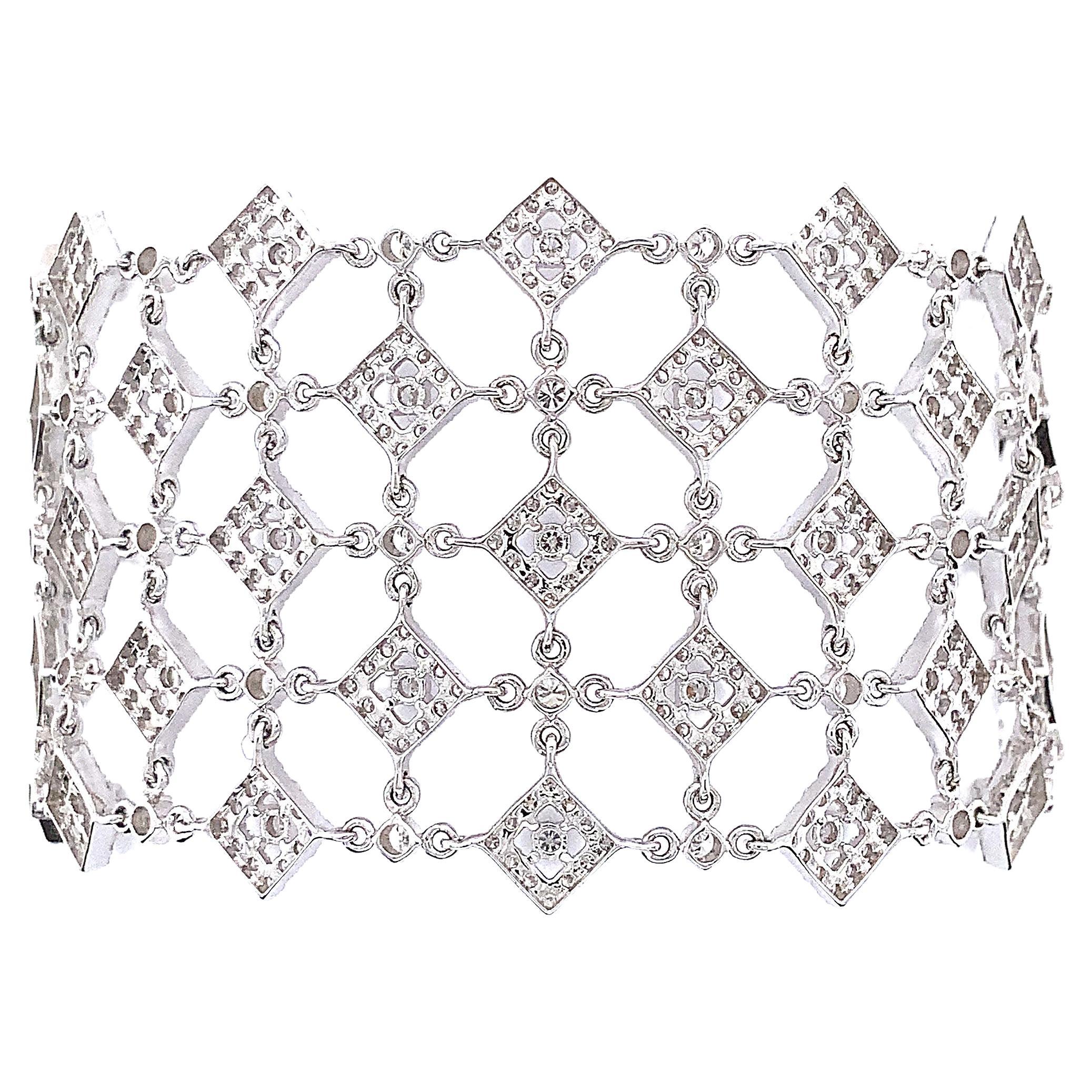 Afarin Collection Bracelet fantaisie à 5 rangées de diamants de 7 carats en or blanc 18 carats