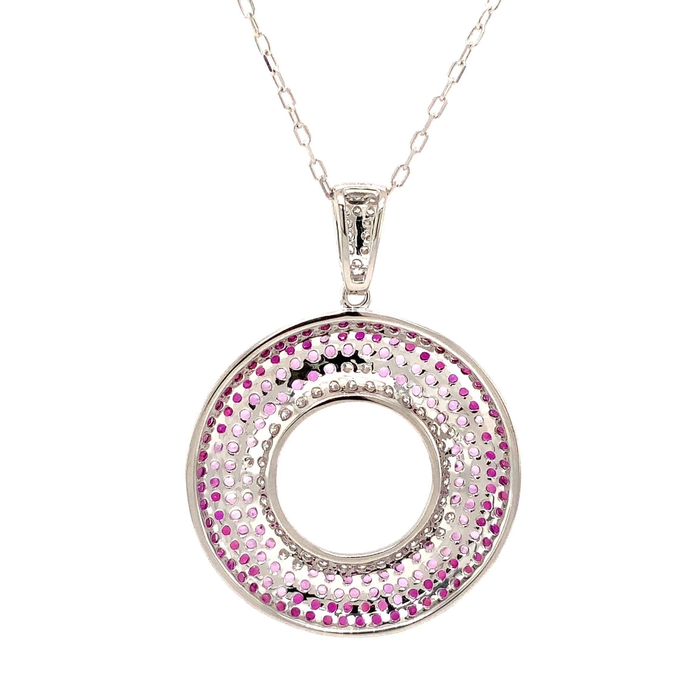 Ciondolo con pavé di pietre colorate e diamanti della collezione Afarin in oro bianco 18 carati In condizioni Nuovo in vendita a Los Gatos, CA