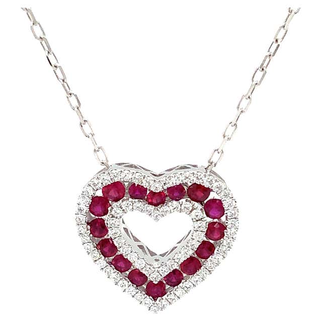 Ella Gafter Heart Shape Ruby Diamond Riviera Necklace For Sale at ...