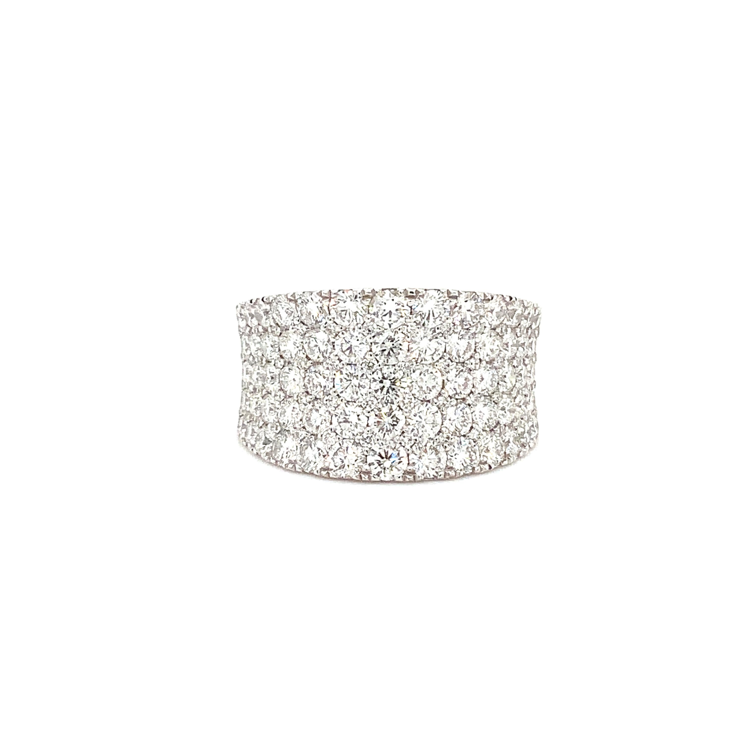 Modern Afarin Collection Concave 5 Row Pavé Diamond 2.71cts. Tw. Band in 18kt White Gol For Sale