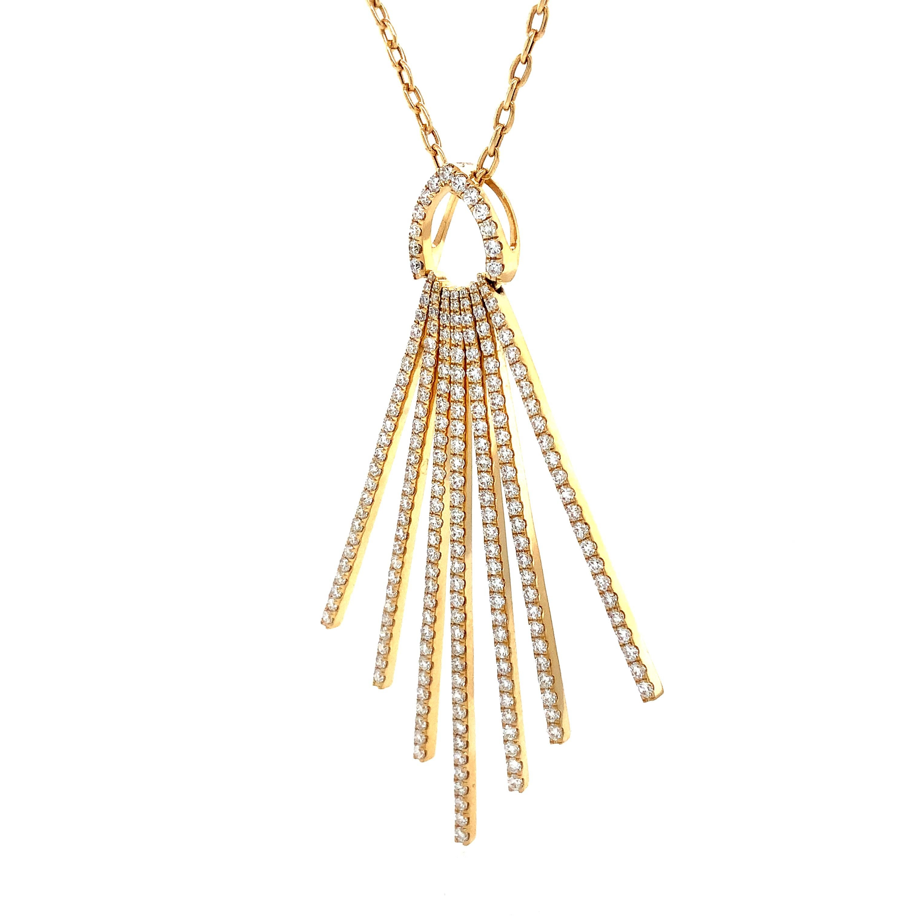 Modern Afarin Collection Diamond Pendant 2.26cts Set in 18k Yellow Gold For Sale