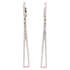 Afarin Collection Dramatic Arte Deco Diamond Drop Earrings 18k White Gold