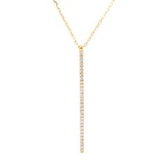 Afarin Collection Dramatic Bar Diamond Pendant 0.53 Carat 18k Yellow Gold