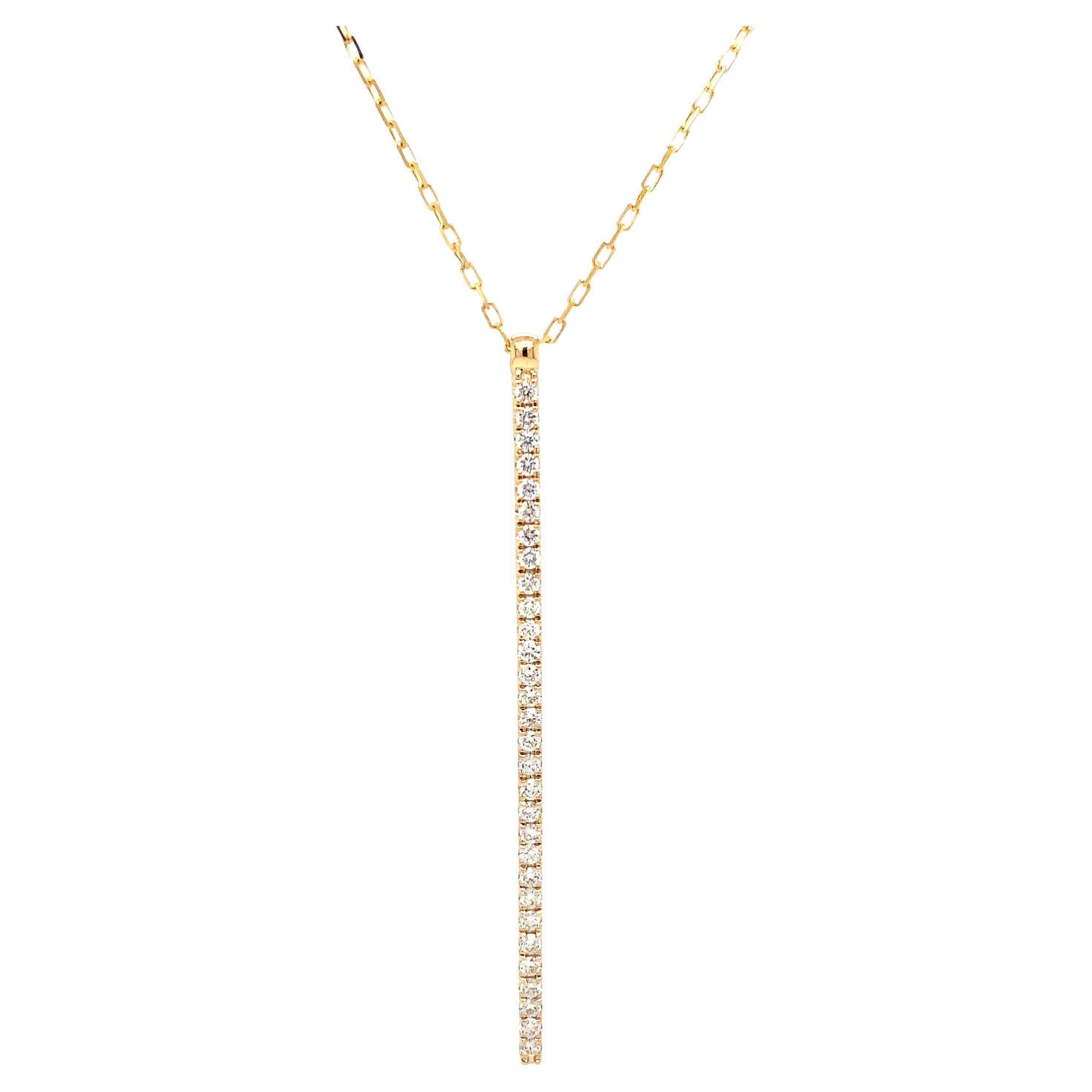 Afarin Collection Dramatic Bar Diamond Pendant 0.53 Carat 18k Yellow Gold