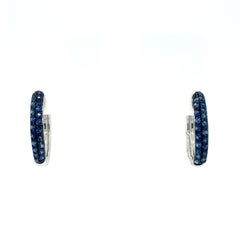 Afarin Collection Pavé Blue Sapphire Huggies Earring 18k White Gold and Black Rh