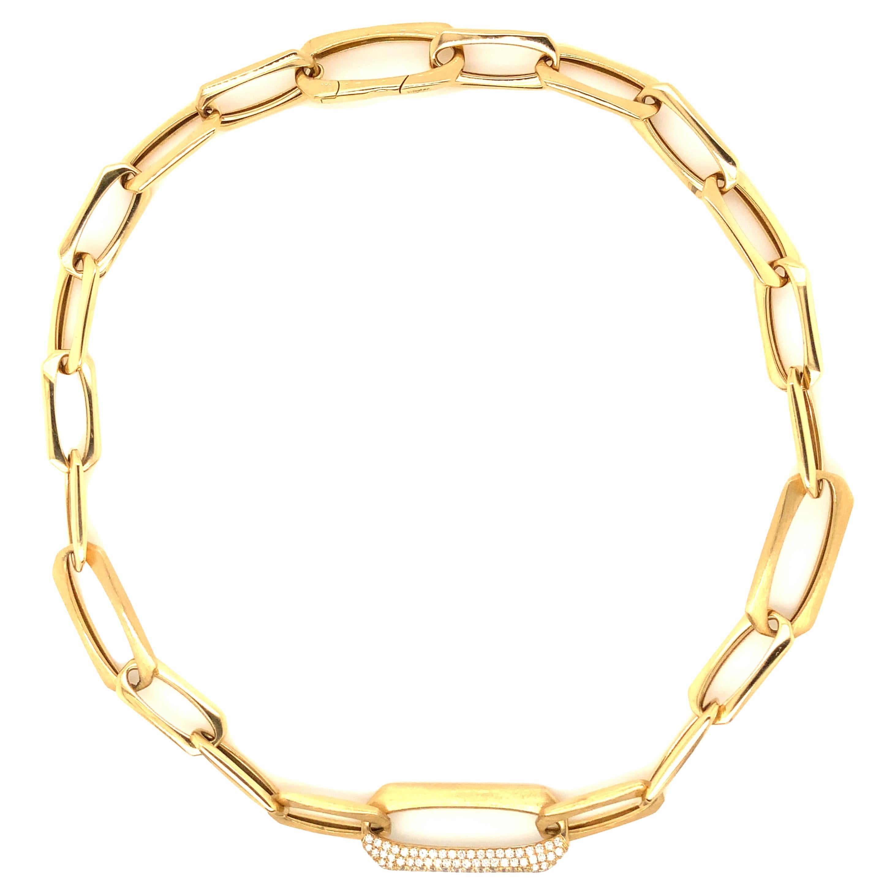 Afarin Collection Pavé-Diamant 1,72 Karat Büroklammer-Halskette  Set in 18K Gelb Go
