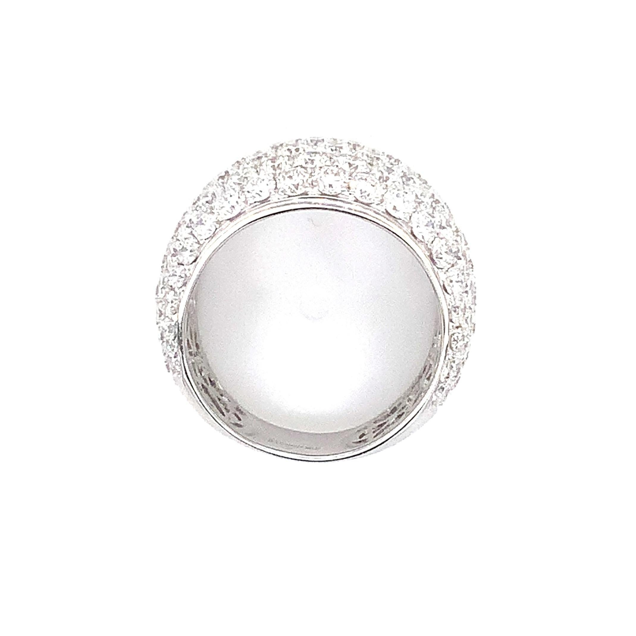 Brilliant Cut Afarin Collection Pavé Dome Diamond 4.47 Carat TW 18 Karat White Gold Band For Sale