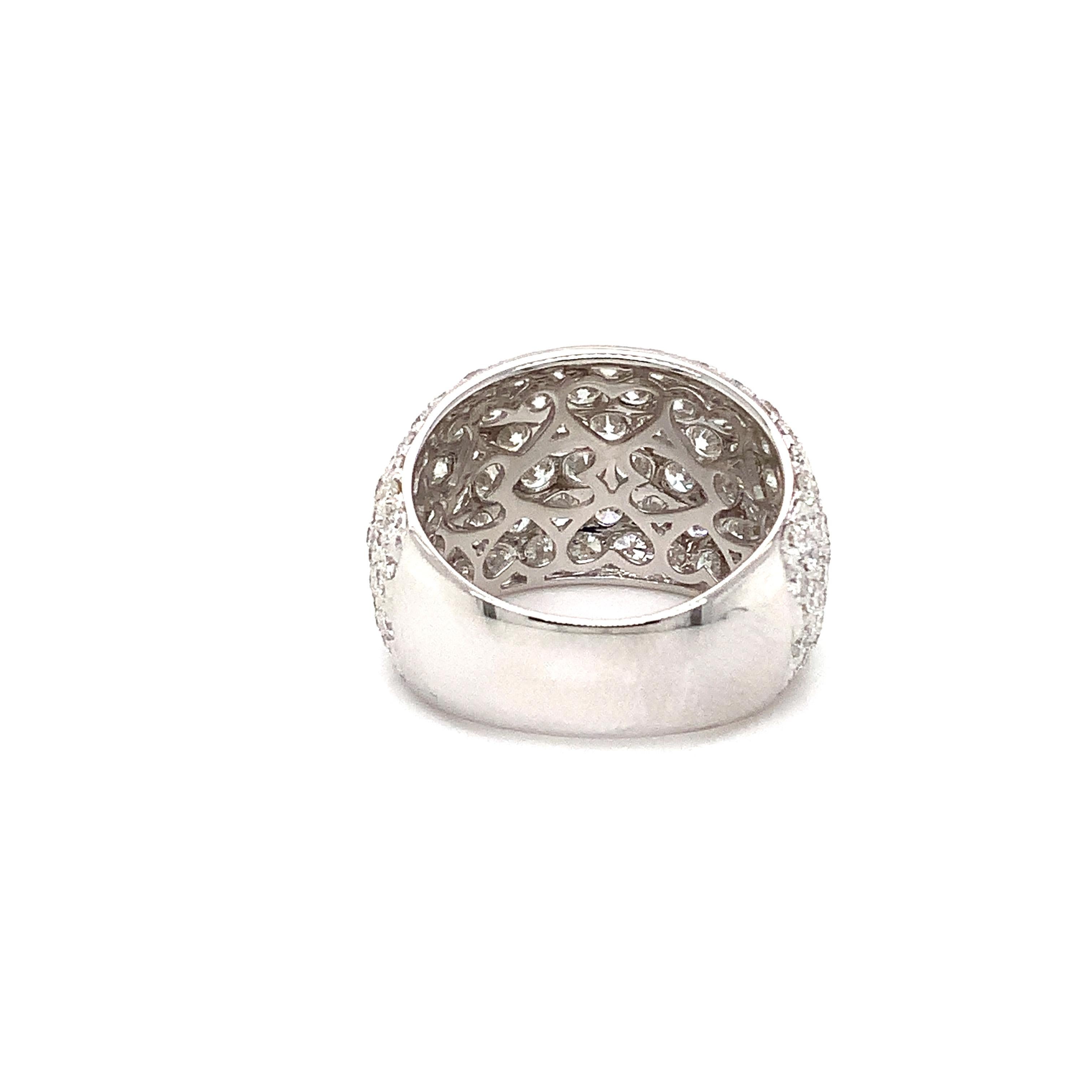 Women's or Men's Afarin Collection Pavé Dome Diamond 4.47 Carat TW 18 Karat White Gold Band For Sale