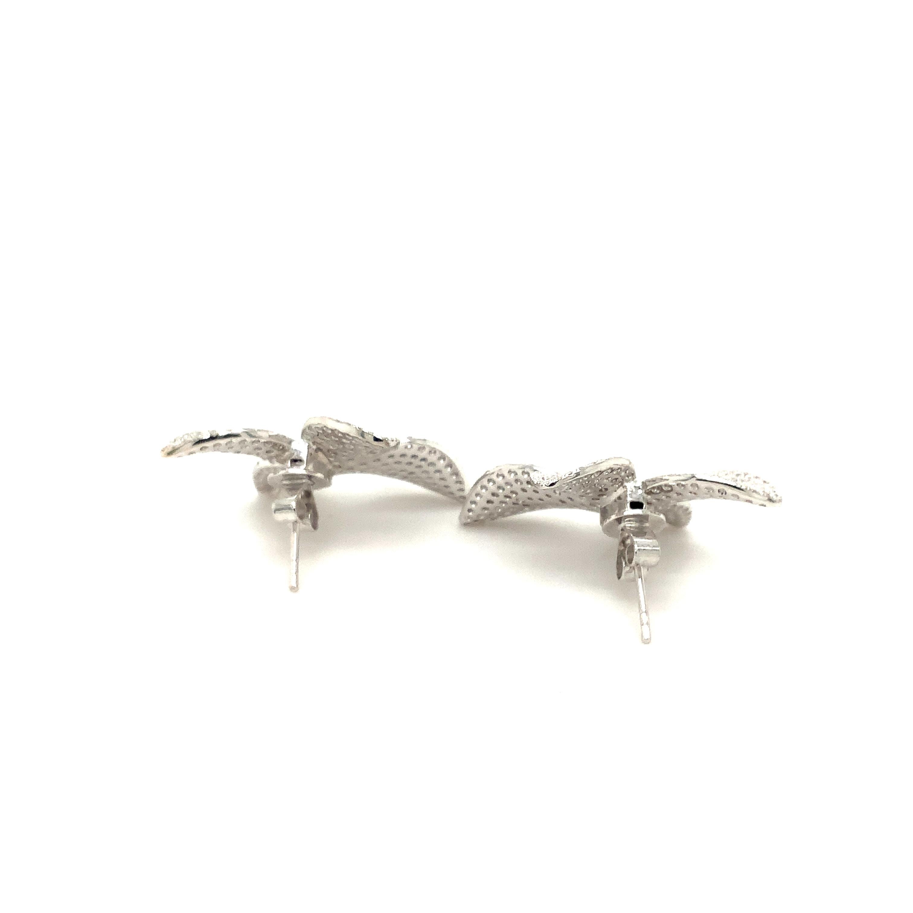 Brilliant Cut Afarin Collection Pavé Garden Diamond Earrings Set in 18kt White Gold For Sale
