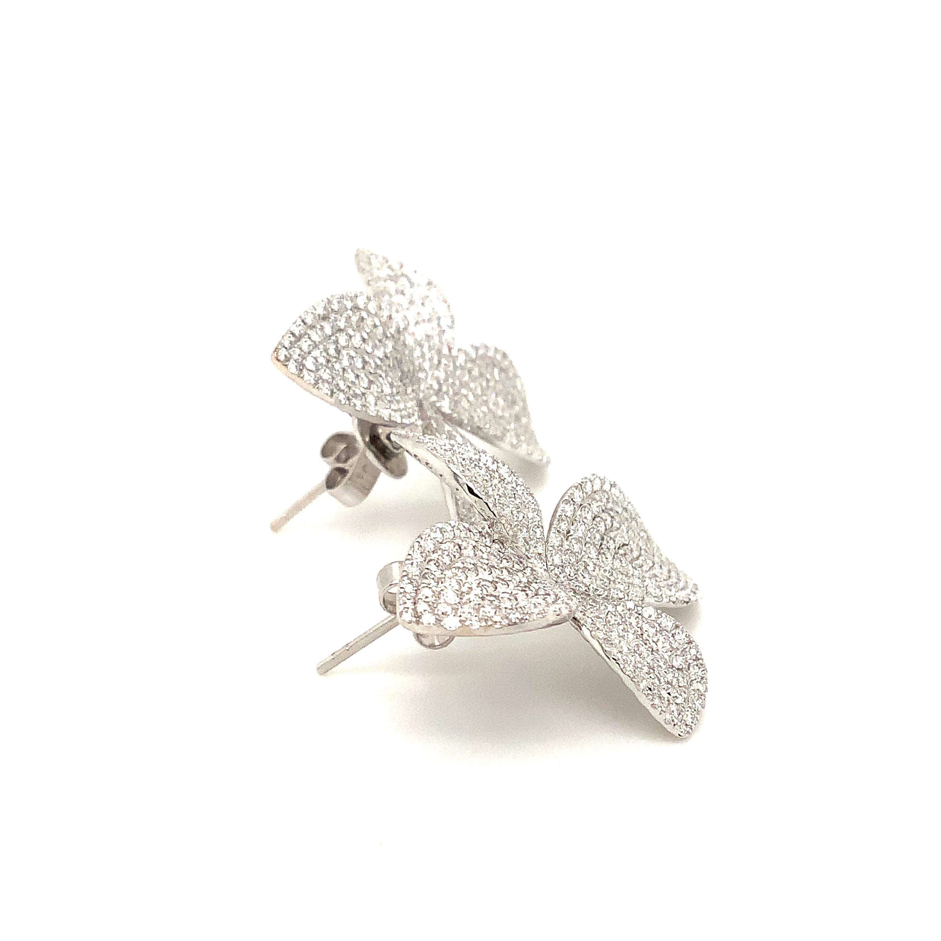 Women's Afarin Collection Pavé Garden Diamond Earrings Set in 18kt White Gold For Sale