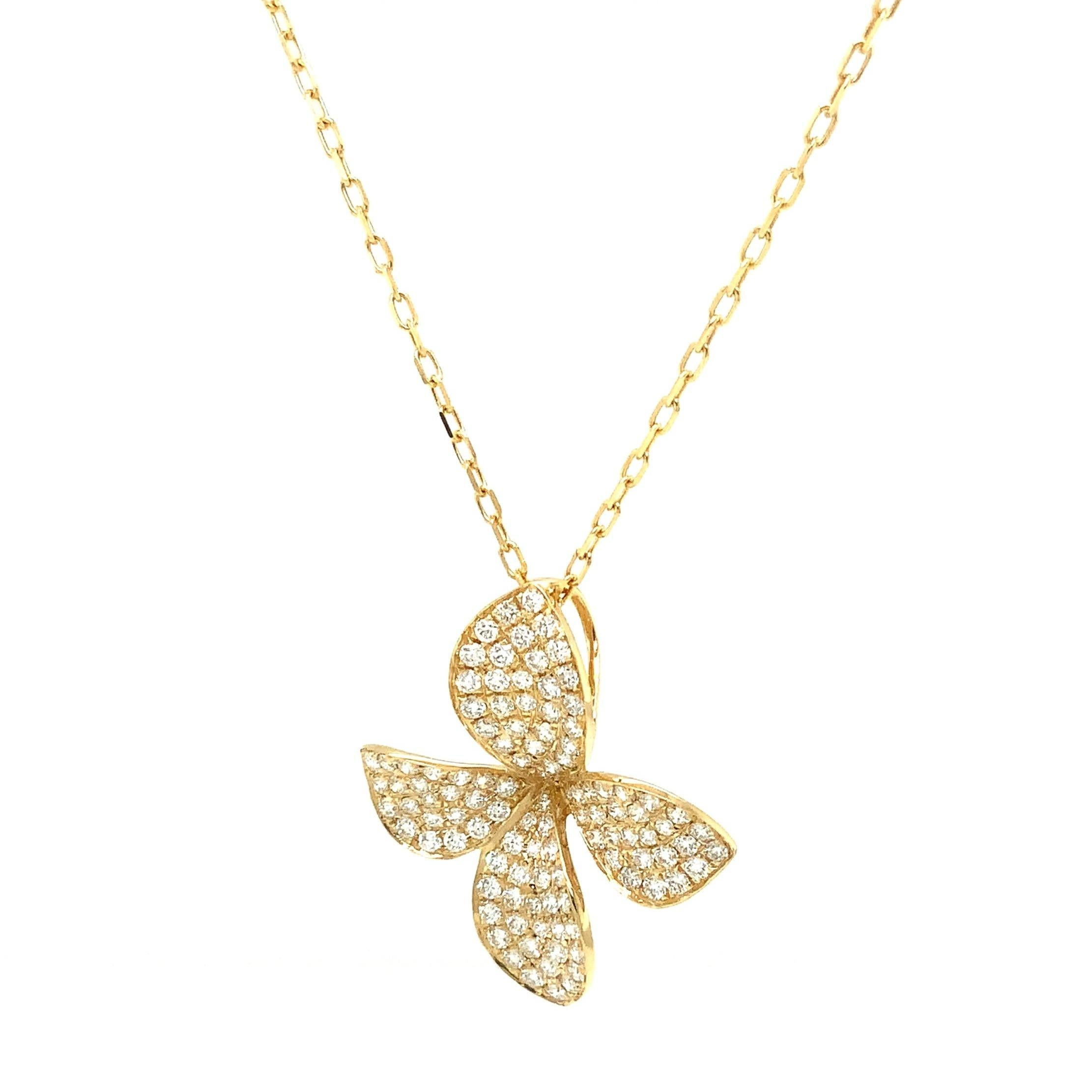 Colgante de diamantes Pavé Jardín Mediano Colección Afarin en oro amarillo de 18 quilates Moderno en venta