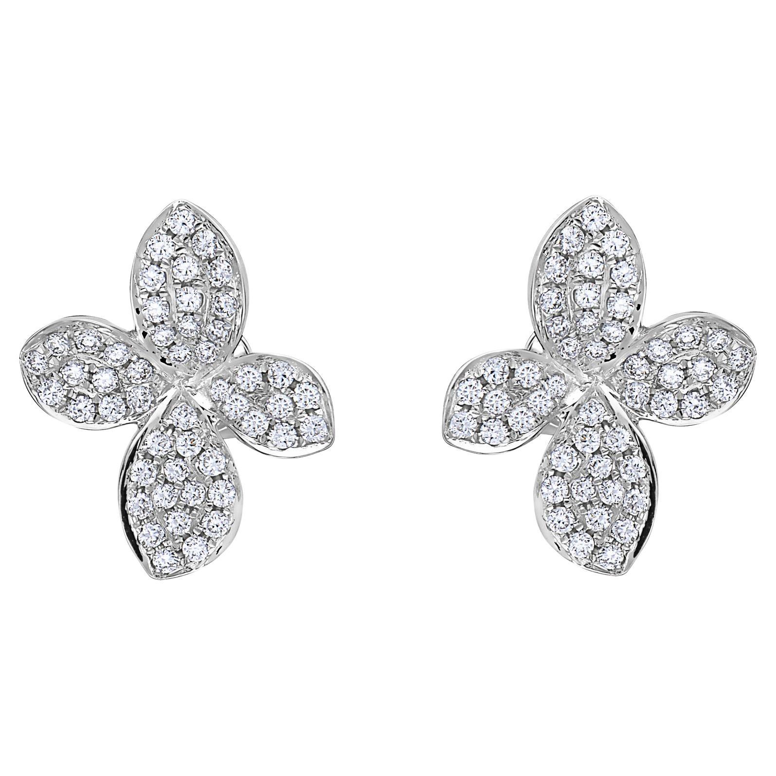 Afarin Collection Pavé Petite Garden Diamond Earrings in 18kt White Gold For Sale