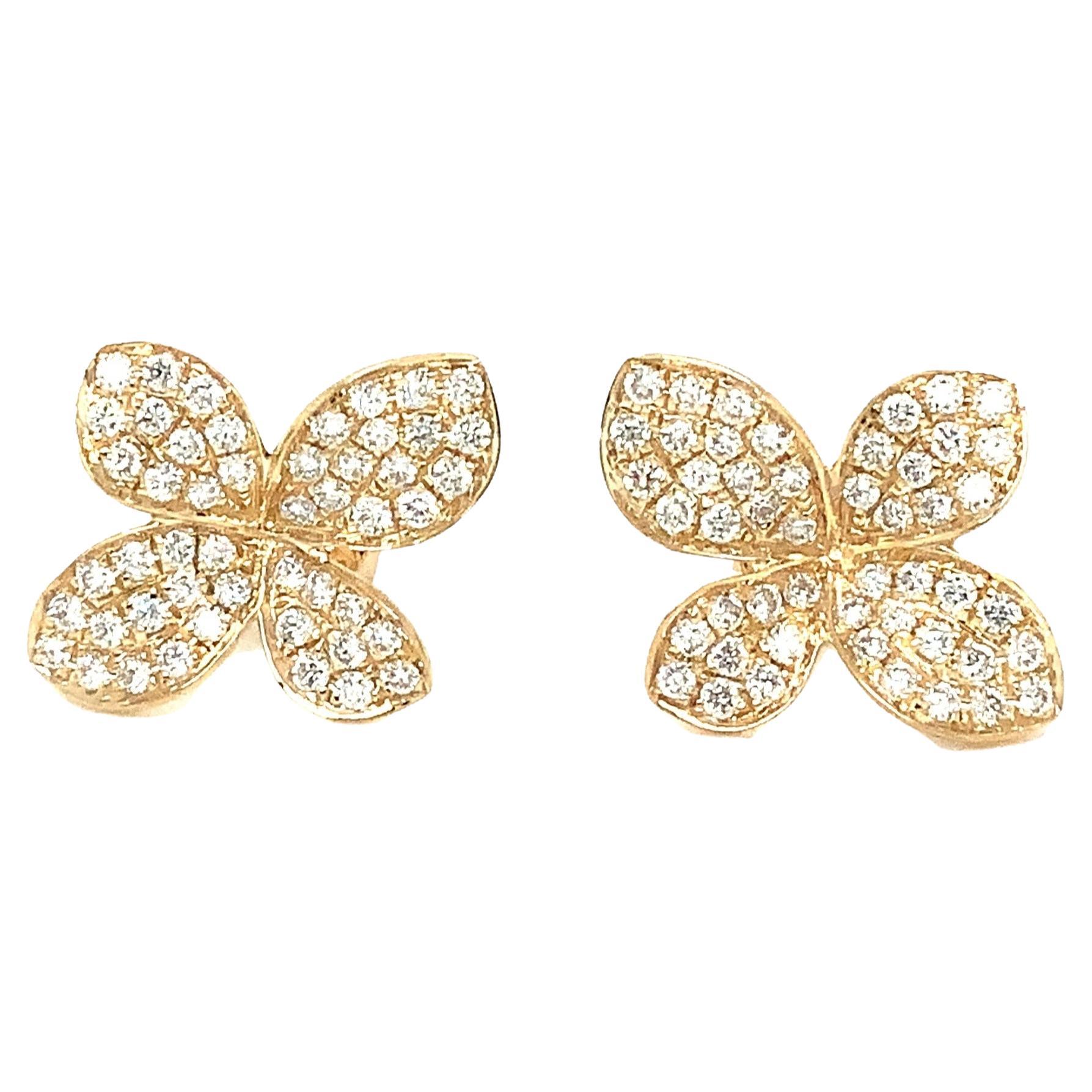 Afarin Collection Pavé Petite Garden Diamond Earrings in 18 Kt Yellow Gold For Sale