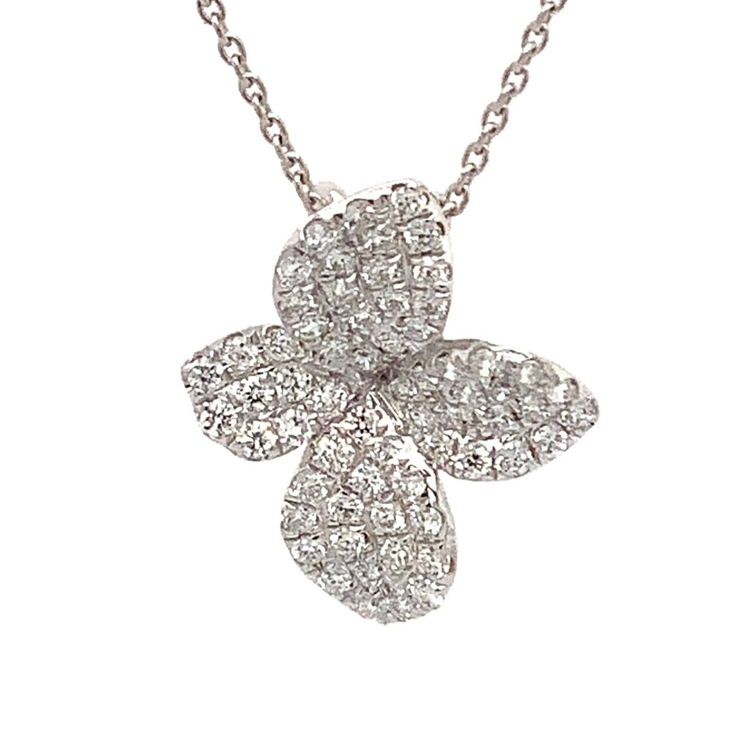 Brilliant Cut Afarin Collection Pavé Petite Garden Diamond Pendant in 18kt White Gold For Sale
