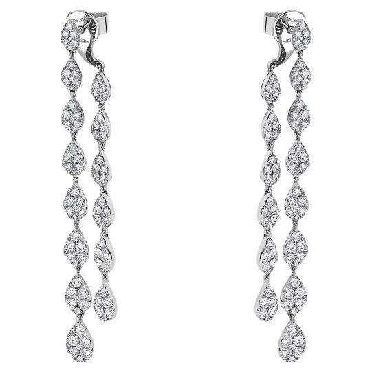 Boucles d'oreilles goutte d'eau avec diamants pavés en forme de poire de la collection Afarin 2.92cts. 18k en vente
