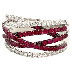 Afarin Collection Ruby and Diamond Afrin Collection Over and Under Six Row Woven